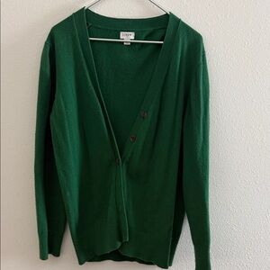 J. Crew Forest Green V-Neck Button Cardigan